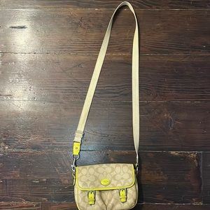 Authentic Coach mini cross body purse 8.5” long 5.5” high 2”wide.